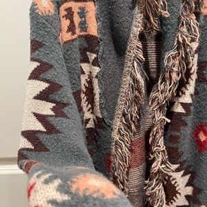 Aztec Patterned Knit Cardigan